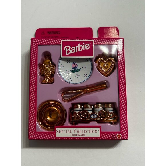 Barbie Special Collection Cookware-copper pans, whisk, canisters 1997 NRFB 18435 - Picture 1 of 3